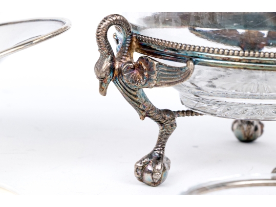 Silver Plate, Crystal And Cobalt Glass Serving Wares