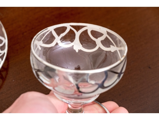 Collection Of Silver Overlaid Sherbet Glasses With Underplates