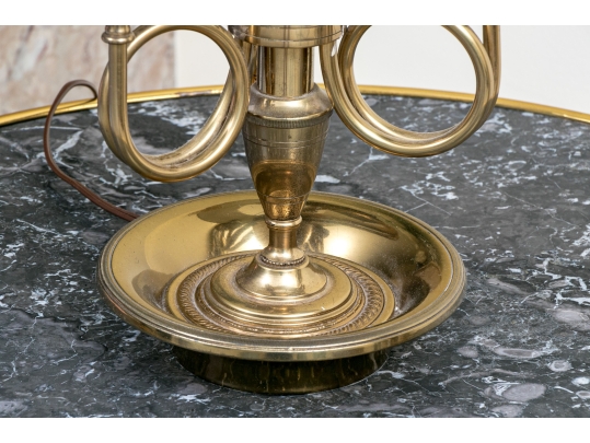 Classic Brass Three Light Bouillotte Lamp With Adjustable Shade