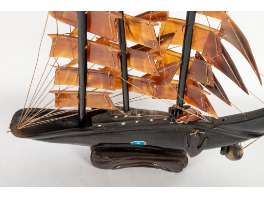 Chinese Horn Carving Craft Ship