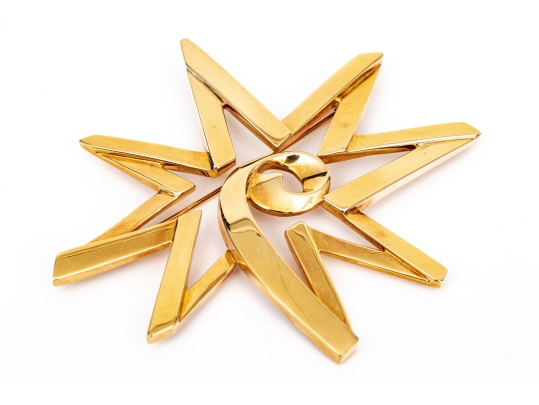 Tiffany & Co. 18k Yellow Gold Paloma PIcasso Impactful Jumbo Graffiti Celestial Star Brooch