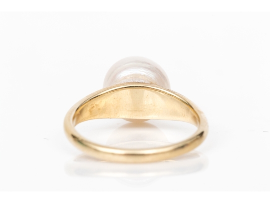 Tiffany & Co. 14k Yellow Simple Cultured Freshwater Pearl Solitaire Ring, Size 3, See Note