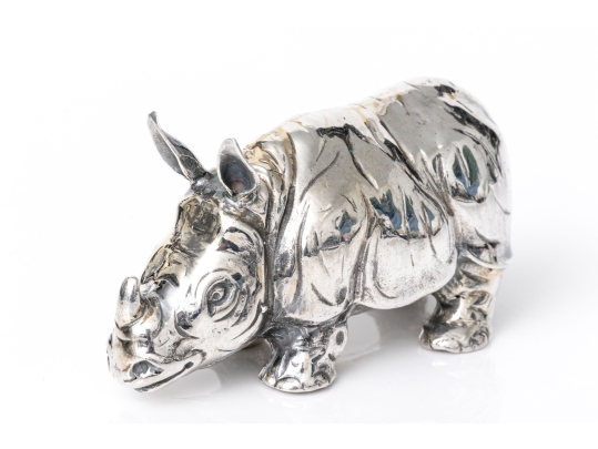 Buccellati Sterling Silver Miniature Captivating Standing Rhino, Retail $630