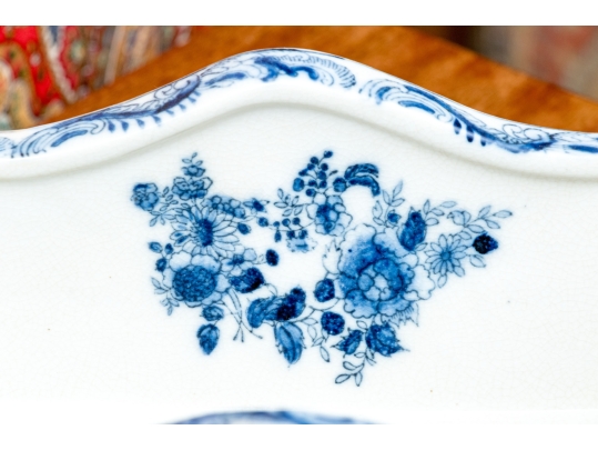 Decorative Blue And White Footed Twin Handled Cachepot