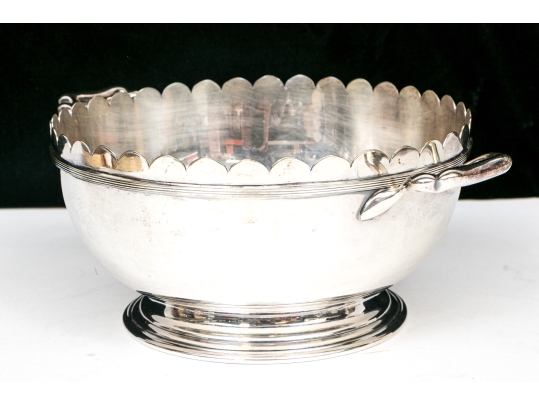 George III Style Antique English Quality Twin Handled Silver Plated Cooler Bowl