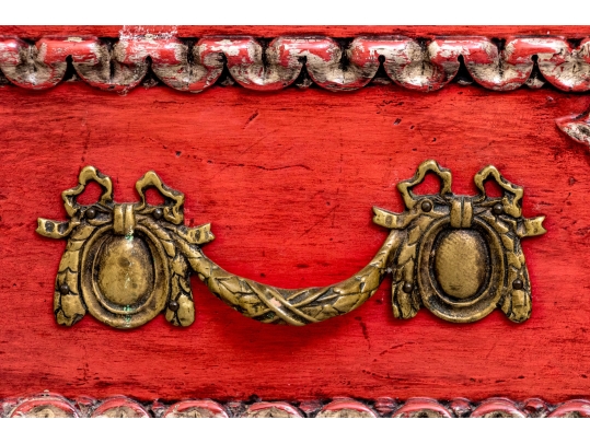 Antique Neoclassical Style Vibrant Red Bachelor's Chest