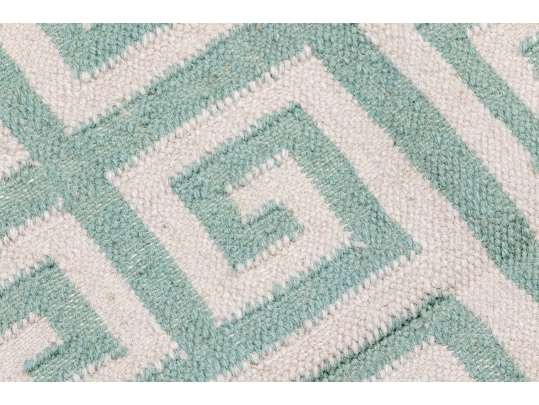 Hand Woven Wool Geometric Greek Key Carpet, 7'-11