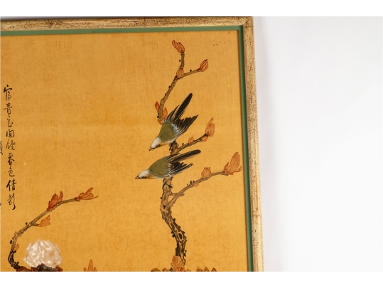 Chinese Watercolor On Silk “Flowers Of The Four Seasons”