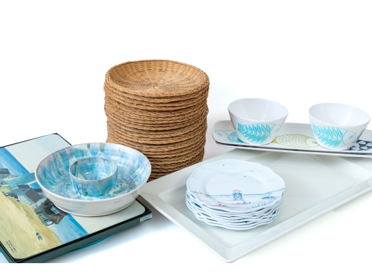 Collection Of Melamine And Woven Bowls