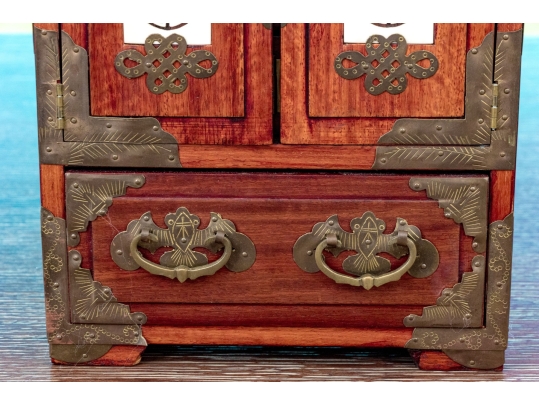 Diminutive Chinese Jewelry Chest With Inlaid Plaques