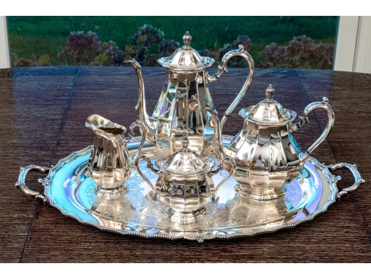 Five Piece Webster Wilcox International Silver Plated “English Flutes” Tea And Coffee Service