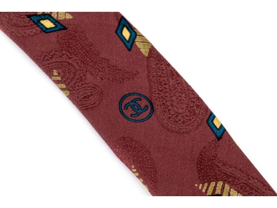 Chanel Vintage Contemporary And Paisley Patterned Silk Tie