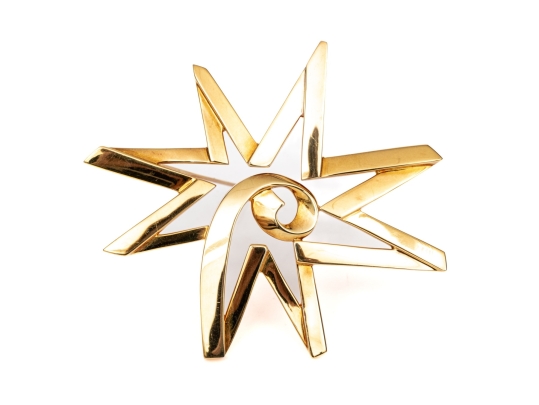 Tiffany & Co. 18k Yellow Gold Paloma PIcasso Impactful Jumbo Graffiti Celestial Star Brooch