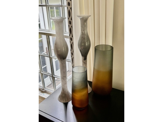 UPDATED**Collection Of 6 Modern Decorative Vases In An Ombré And Smoky Neutral Palette