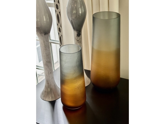 UPDATED**Collection Of 6 Modern Decorative Vases In An Ombré And Smoky Neutral Palette