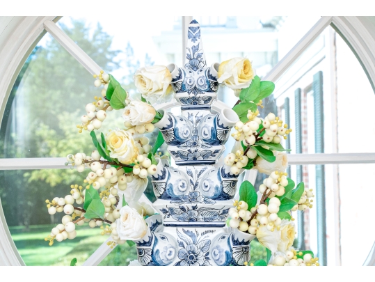 Impressive Blue And White Delft Style Ceramic Tulipiere