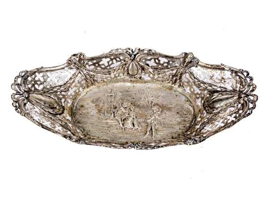 Silver Pierced Oval Bowl, 5.33 Ozt. 
