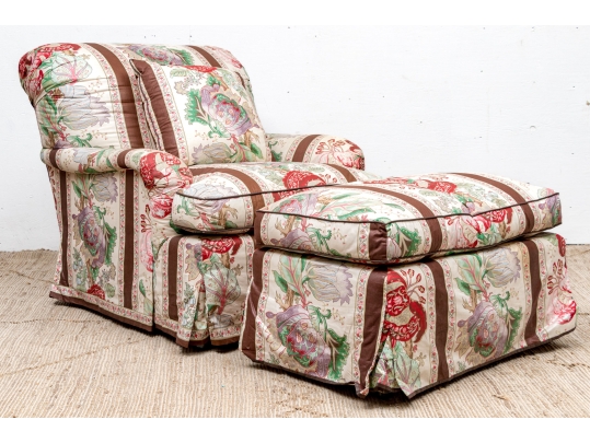 Custom Upholstered Club Chair With Ottoman