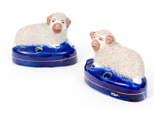 Pair Of English Staffordshire Ceramic Pen Trays