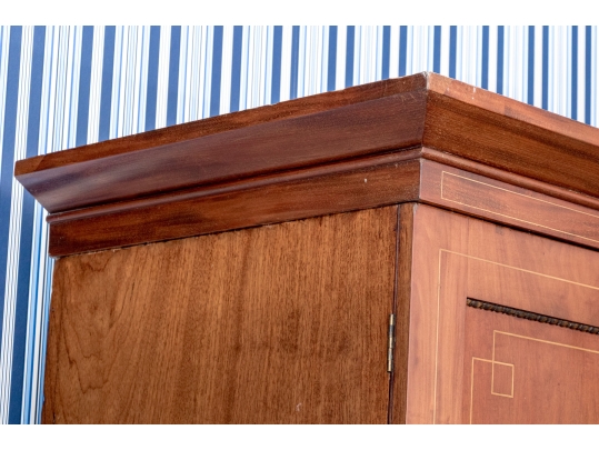 Antique Federal Mahogany Inlaid Linen Press