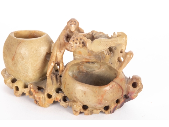 Antique Chinese Carved Soapstone Display