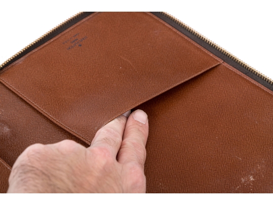 Louis Vuitton Brown Monogram Small Leather Zip Folio Pouch