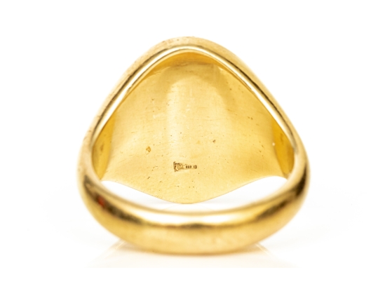 18k Yellow Gold Heavy Crown Engraved And Initialed Ring, Size 8.25