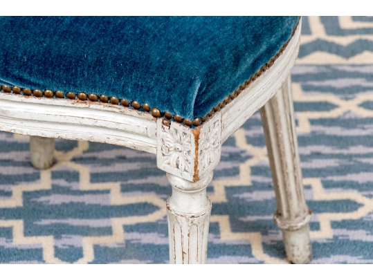 Pair Of Louis XVI Style Custom Upholstered Medallion Back Side Chairs