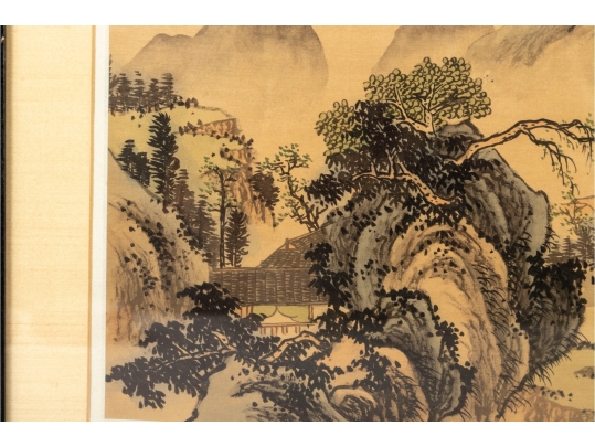 Pair Of Chinese Shan Shui Landscape Paintings On Silk
