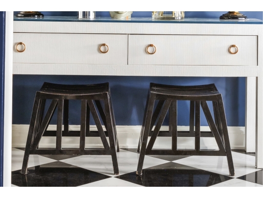 Paid Of Parisian Designer Wooden Stools