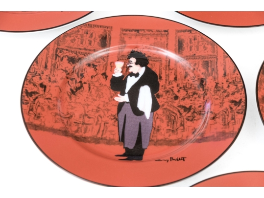 Set Of Six Williams Sonoma Waiter Motif Plates