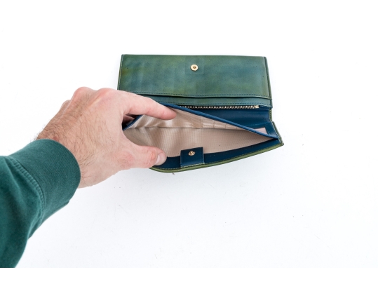 Bulgari Green Patent Leather Wallet