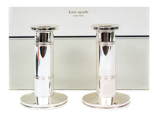 Pair Of Kate Spade By Lenox Silverplate Candlesticks- Pompano Point Style, Boxed
