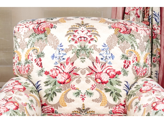 Lavish Pair Of Custom Upholstered Chairs With Bullion Fringe