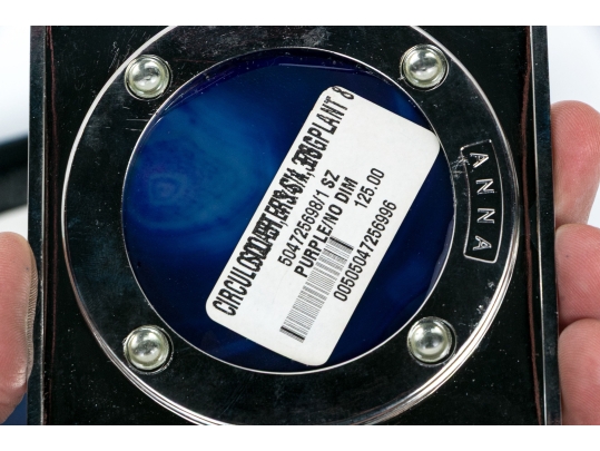 Boxed Set Of Four Anna New York Eggplant Agate And Metal Coasters