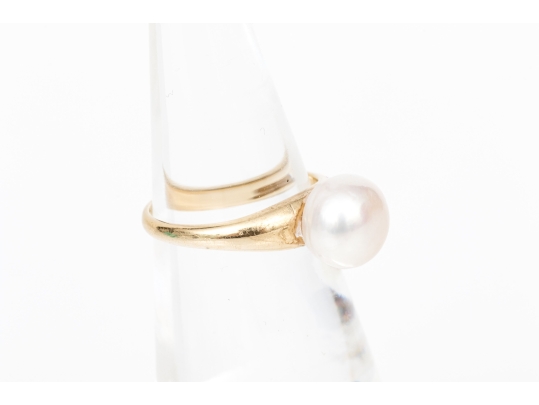 Tiffany & Co. 14k Yellow Simple Cultured Freshwater Pearl Solitaire Ring, Size 3, See Note