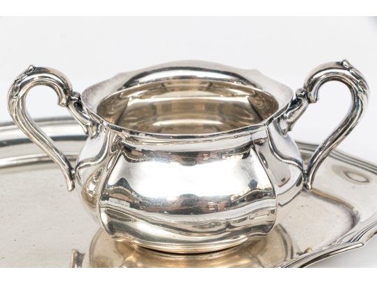 830 Silver Creamer & Sugar Bowl With Tray, 11.320 Troy Os. 