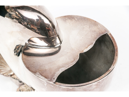 Antique English Victorian Silverplate Nautilus Spoon Warmer