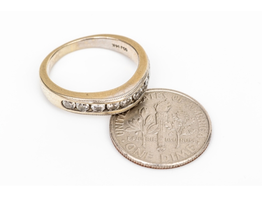 14k White Gold Channel Set Curved Diamond Set Band Ring, App. 0.36 TCW, Size 5