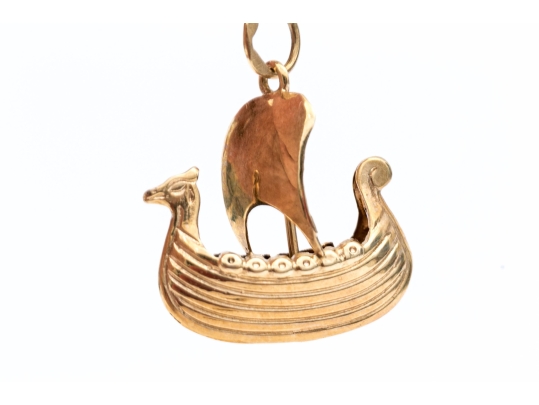 14K Unique Viking Ship Pendant