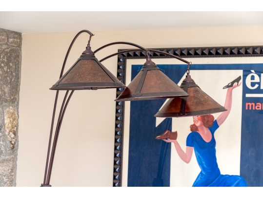 Vintage Arc Floor Lamp With Three Lights And Three Shades