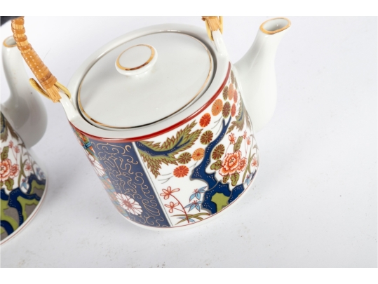 Pair Of Old Imari Japan Porcelain Teapots