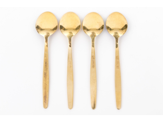 Set Of Four David- Andersen Norway Enameled Sterling Silver Vermeil Demitasse Spoons  1.290 Gross TO