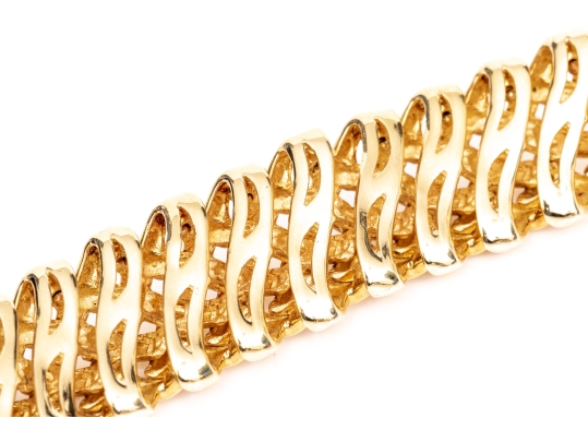 Tiffany & Co. 18k Yellow Gold Fabulous Chunky Open Basket Weave Motif Bracelet, With Box