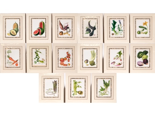 Set Of Fifteen Decorative Vegetable And Fruit Prints, 20th C. 