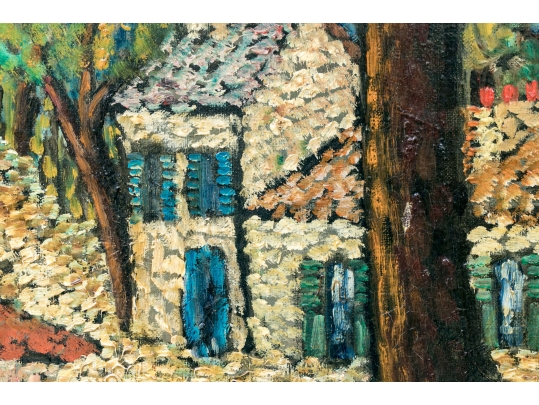 Ouy Albouy (French, 1912-1985) Oil On Canvas, Village Landscape