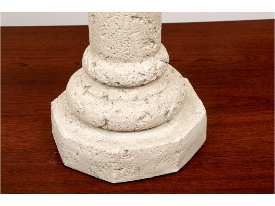 Plaster, Faux Stone, Column Formed Table Lamp With Shade
