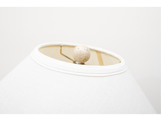 Plaster, Faux Stone, Column Formed Table Lamp With Shade