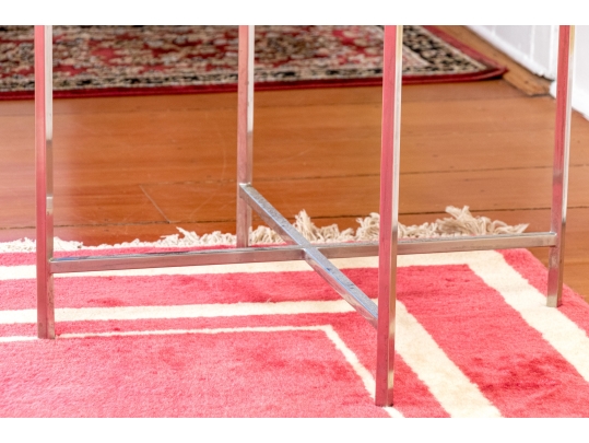 Restoration Hardware Faux Shagreen And Chrome End Table