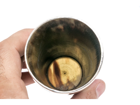 Antique English Collection Of Three Sterling Silver Mounted Carved Horn Cups